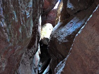 Note Laura for scale in the center of the photo waving!  This is an amazing talus cave. : Pinnacles National Park