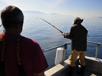 In a sign of things to come, my dad quickly caught a salmon.